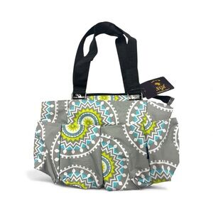 Gray and Green Patterned Tote Bag